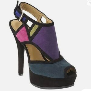 NINE WEST “Founder” Women’s Suede Color Block Stiletto Heel Size 7.5 M
